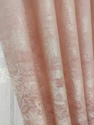 Patine Desenli Pudra - Katyonik Jakar Fon Perde- Pudra