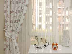 Bebek Odası Fon Perde - Minik Fil Fon Perde Modelleri- Gri Açık