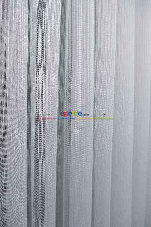 Salon - Ekru Kırık Beyaz Çızgili Tül Perde - Yüksek Kalite Sugar - Kurşunlu Tül