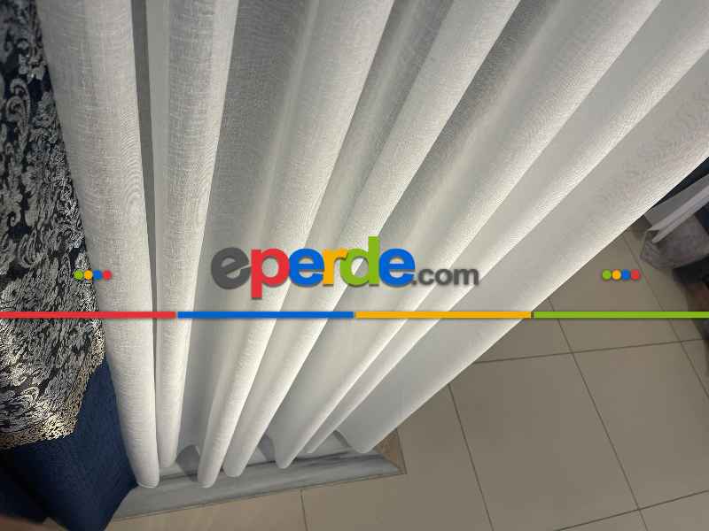 Salon - Keten Zemin Dökümlü Ağır Gramajlı Tül Perde