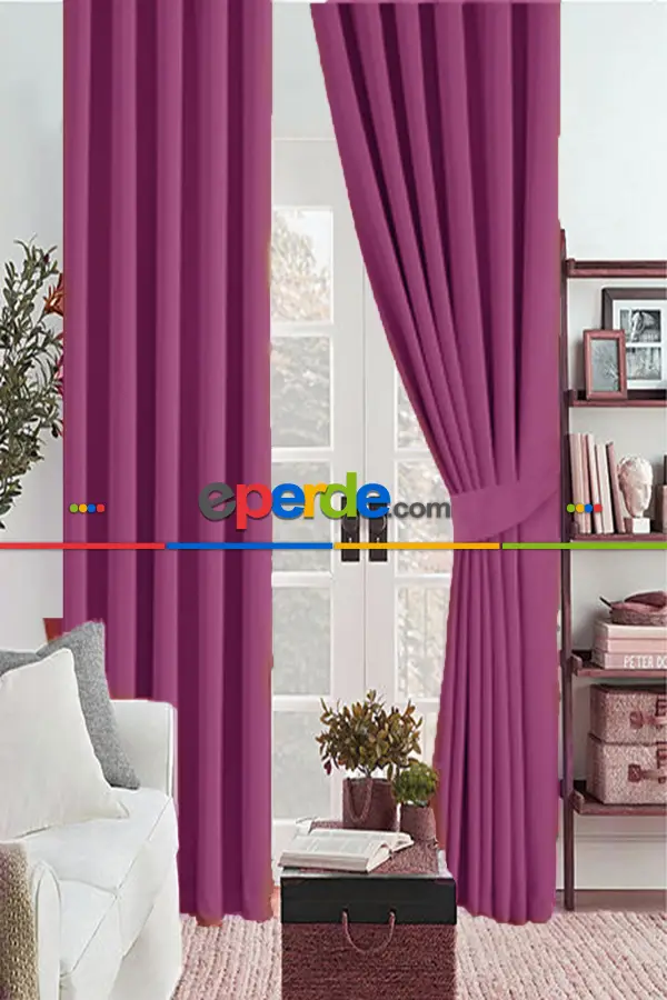 Yatak Odası - Mürdüm Karartma Blackout Güneşlik Fon Kalın Perde