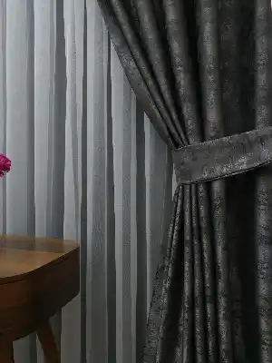Gri - Katyonik Jakar Fon Perde- Gri-füme-antrasit