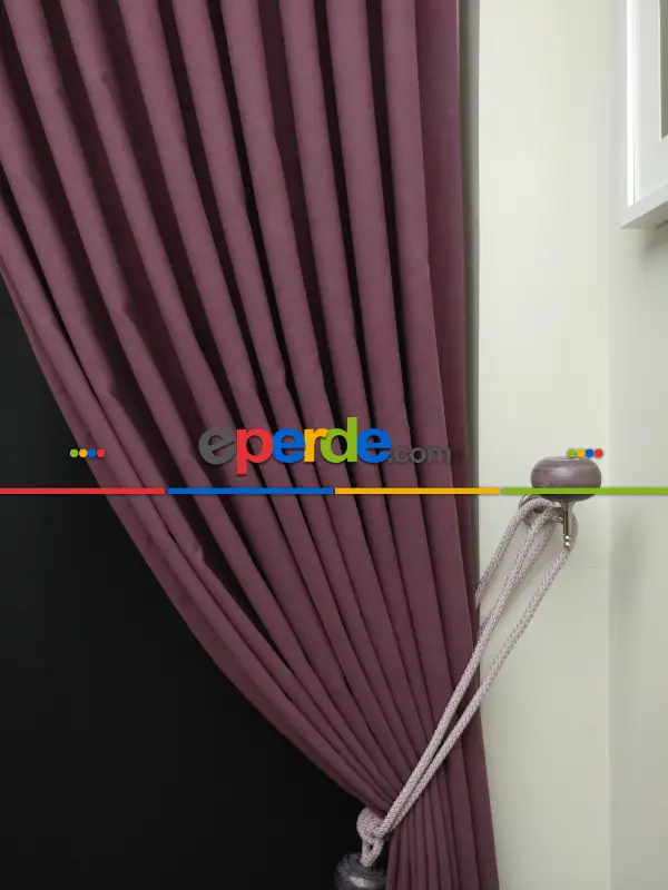 Yatak Odası - Düz Renk Dökümlü Fon Perde (180)- Gül Kurusu