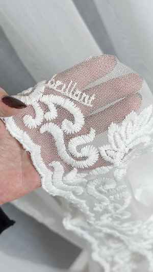 Şehrazat Beyaz Motif İşlemeli Ütü İstemez Salon Tül Perde