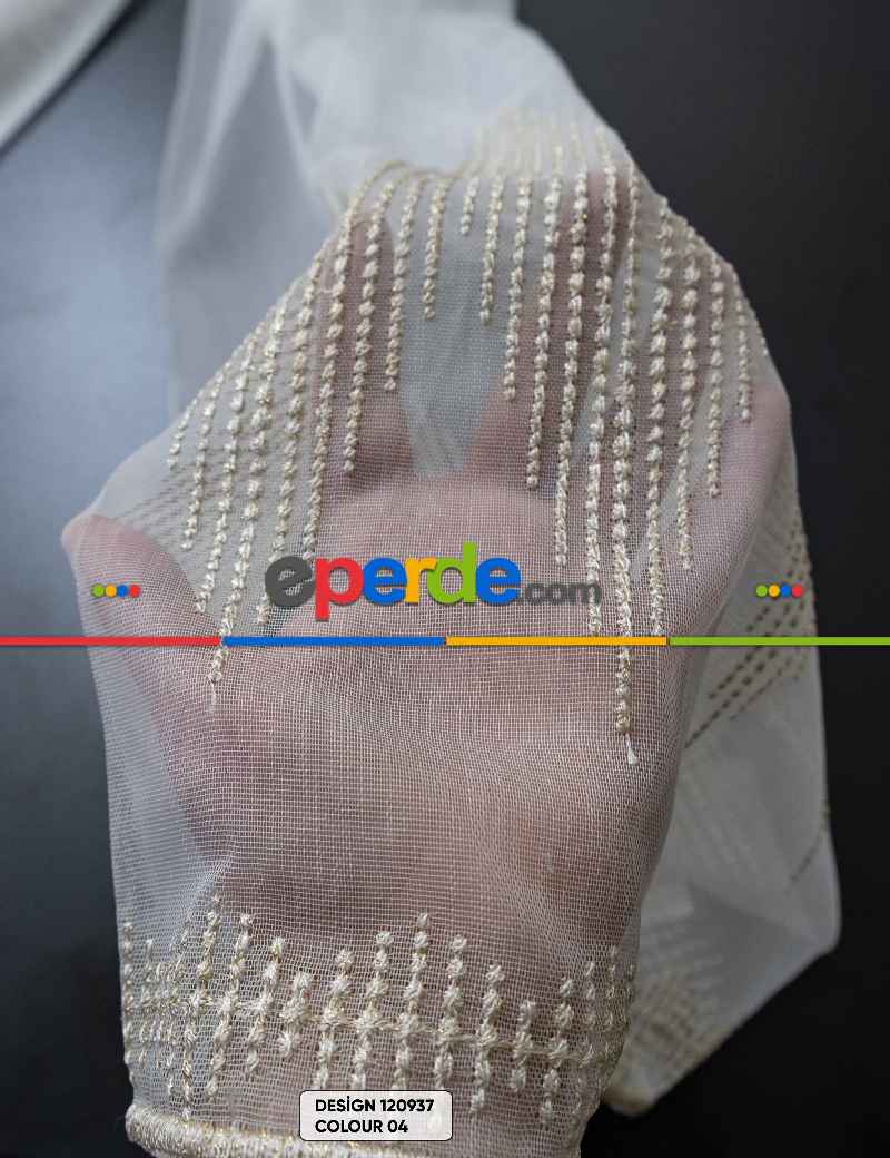 Salon Tül - Etek Ve Ara Desenli Modern Tül Perde