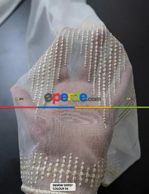 Salon Tül - Etek Ve Ara Desenli Modern Tül Perde