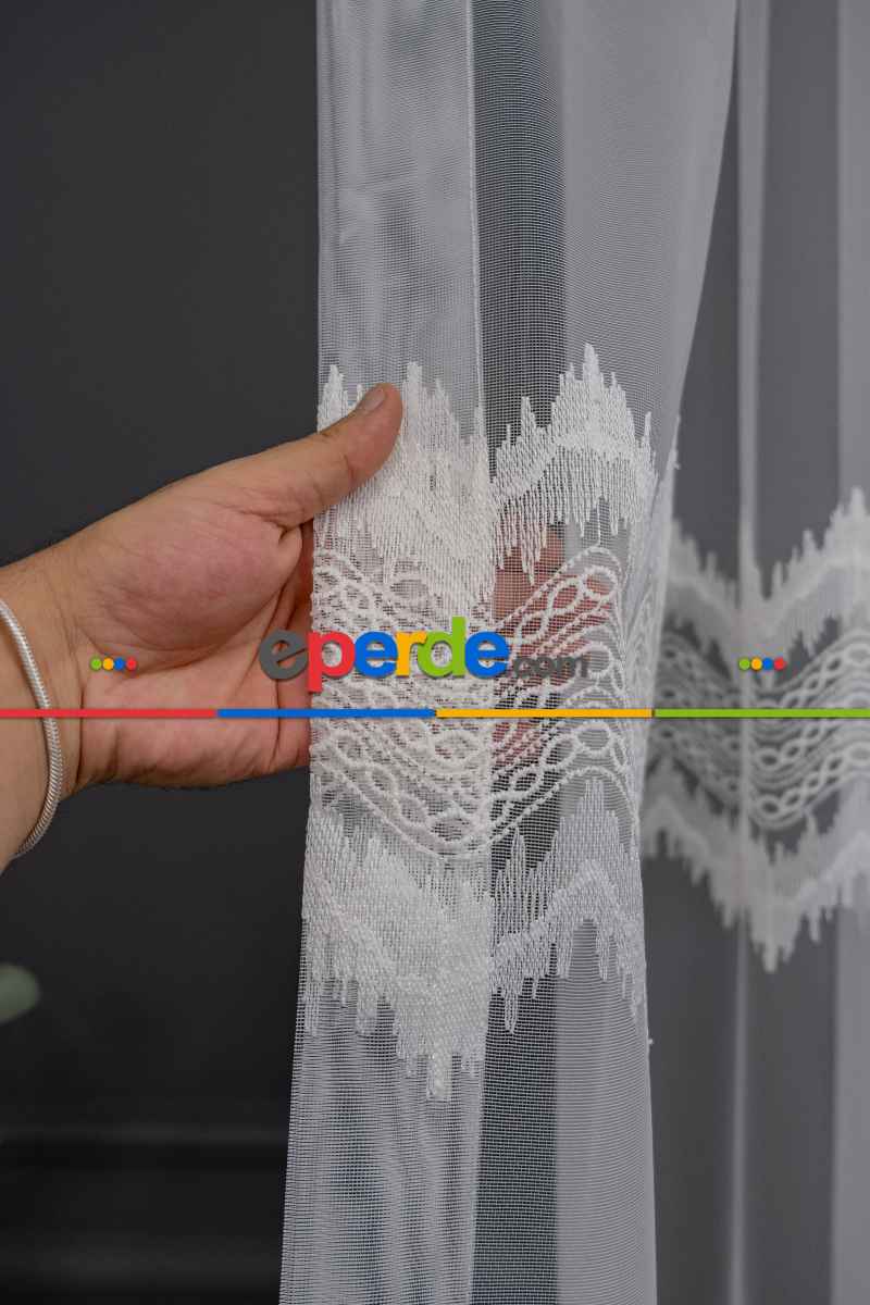 Salon - Brillant Alto Desen Tasarım Ekru Tül Perde