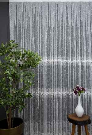 İşlemeli Spor Desenli Brode Tül-kırık Beyaz