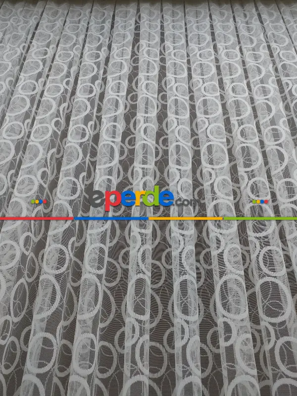 Spor Desen Fransız Dantel Tül Perde & Kruvaze Perde- Ekru