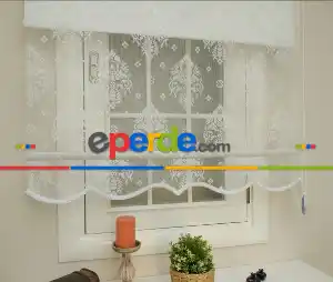 Örme Tül Stor Perde Yeni Sezon Ürünü- Beyaz-ekru