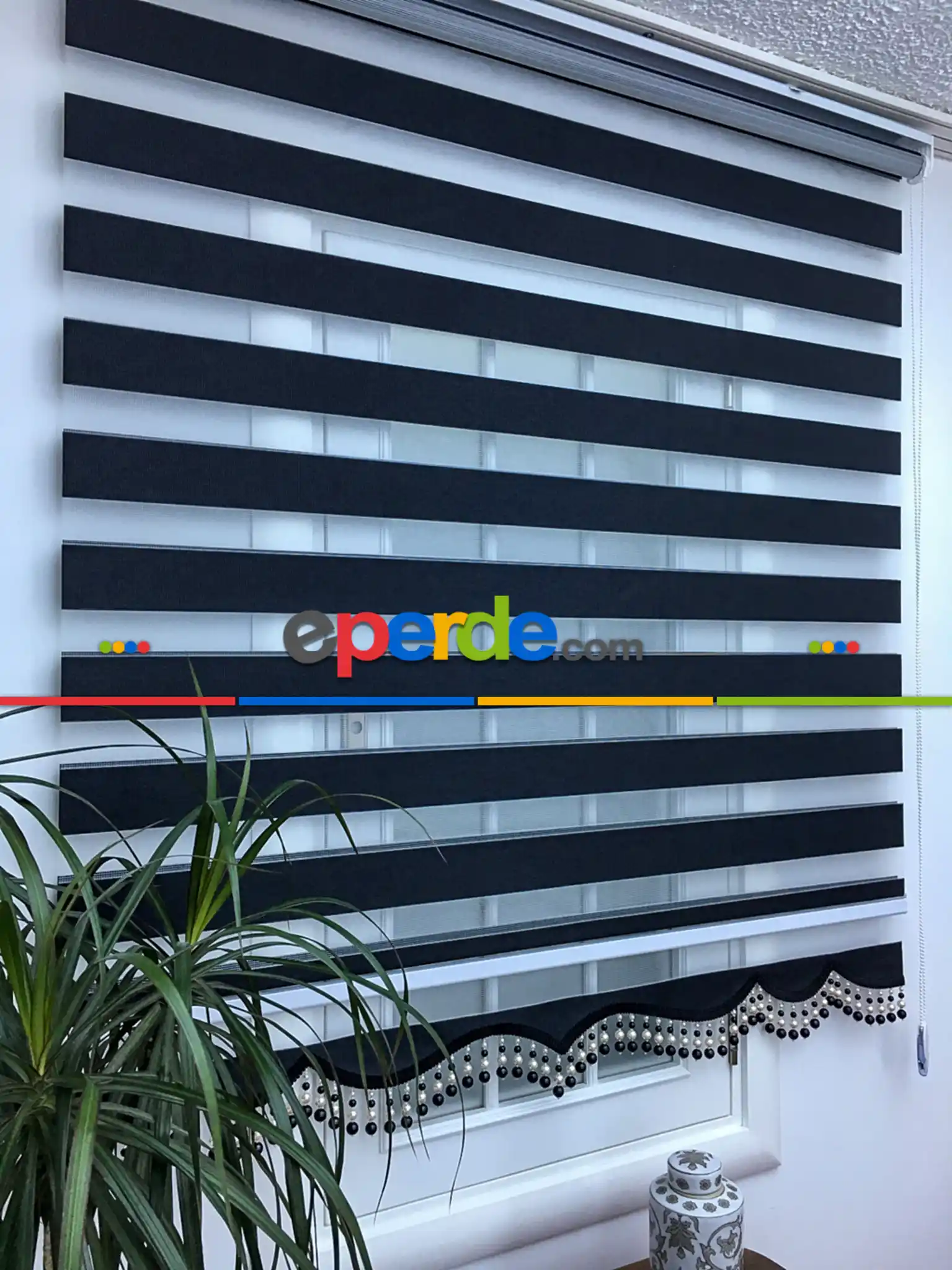 Zebra Perde - Düz Zebra Perde- Siyah