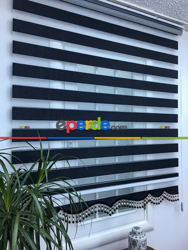 Salon - Zebra Perde - Düz Zebra Perde- Siyah