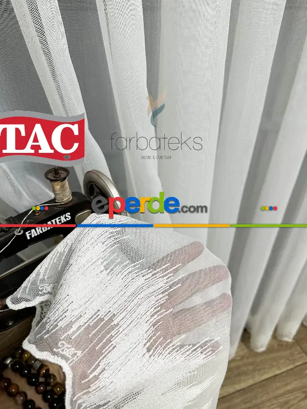 Taç Etek Zigzag Uçlu Ütü İstemez Alt İşlemeli Model Tül Perde