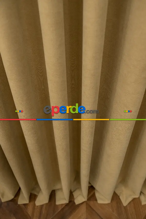 Bej Rengi Düz Fon Perde Dökümlü Fon Perde 12490