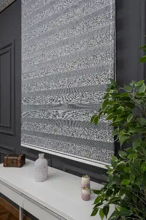 Gri Zebra Perde, Bambu İpliği Kalın Doku Zeminli, Yüksek Kalite Ürün