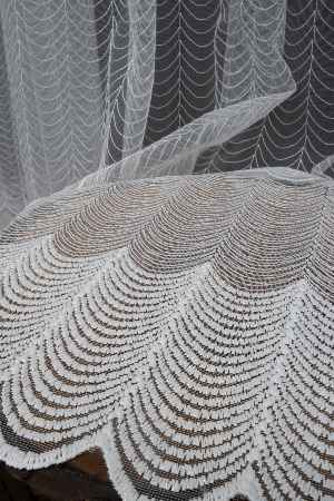 İşlemeli Spor Desenli Brode Tül-kırık Beyaz