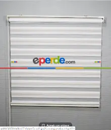 Mutfak- Beyaz Açık Kahve Pilise Zebra Perde- Beyaz-kahve Açık- Çok Renkli 2