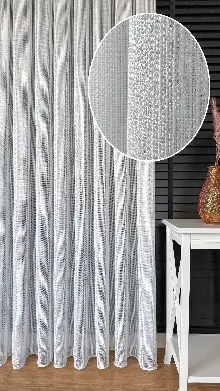 Genç Odası Beyaz Keten Gümüş Simli Tül Perde - Ağır Gramajlı Premium