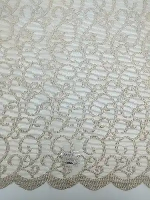 Nohut Rengi Desenli Fransız Örme Tül Perde Ve Kruvaze Perde- Nohut Rengi