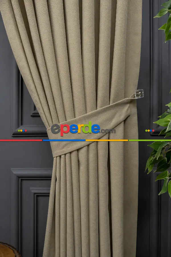 Taş Rengi Düz Fon Perde Dökümlü Fon Perde