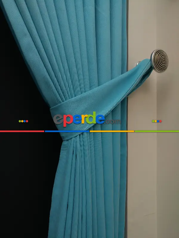 Düz Renk Dökümlü Fon Perde (150)- Turkuaz