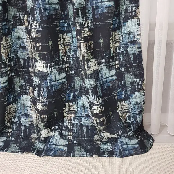 Salon Abstrakt Desenli Fon Perde Evm1504 Kumaşı Kalındır Duck Bezi Değildir-  Çok Renkli 2