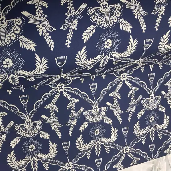 Lacivert Beyaz Kuş Desenli Fon Perde Evm716 Kumaşı Kalındır Duck Bezi Değildir- Lacivert-Beyaz