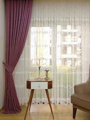 Gül Kurusu Düz Fon Perde Dökümlü- Gül Kurusu