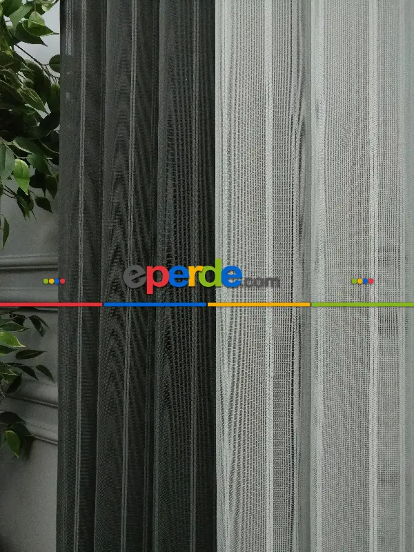 Lens Akıllı Dikey Tül Perde 110- Beyaz-gümüş-antrasit