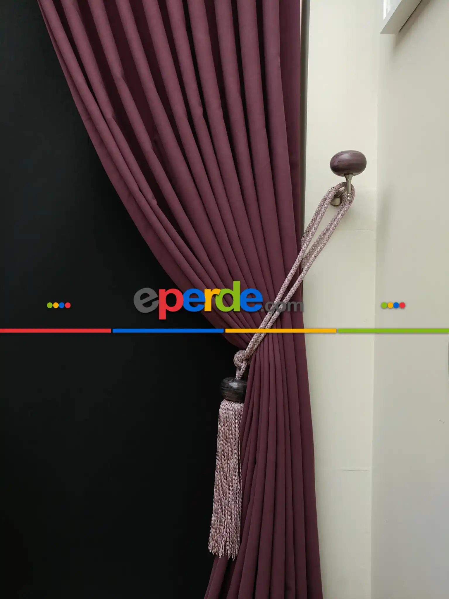 Düz Renk Dökümlü Fon Perde (180)- Gül Kurusu