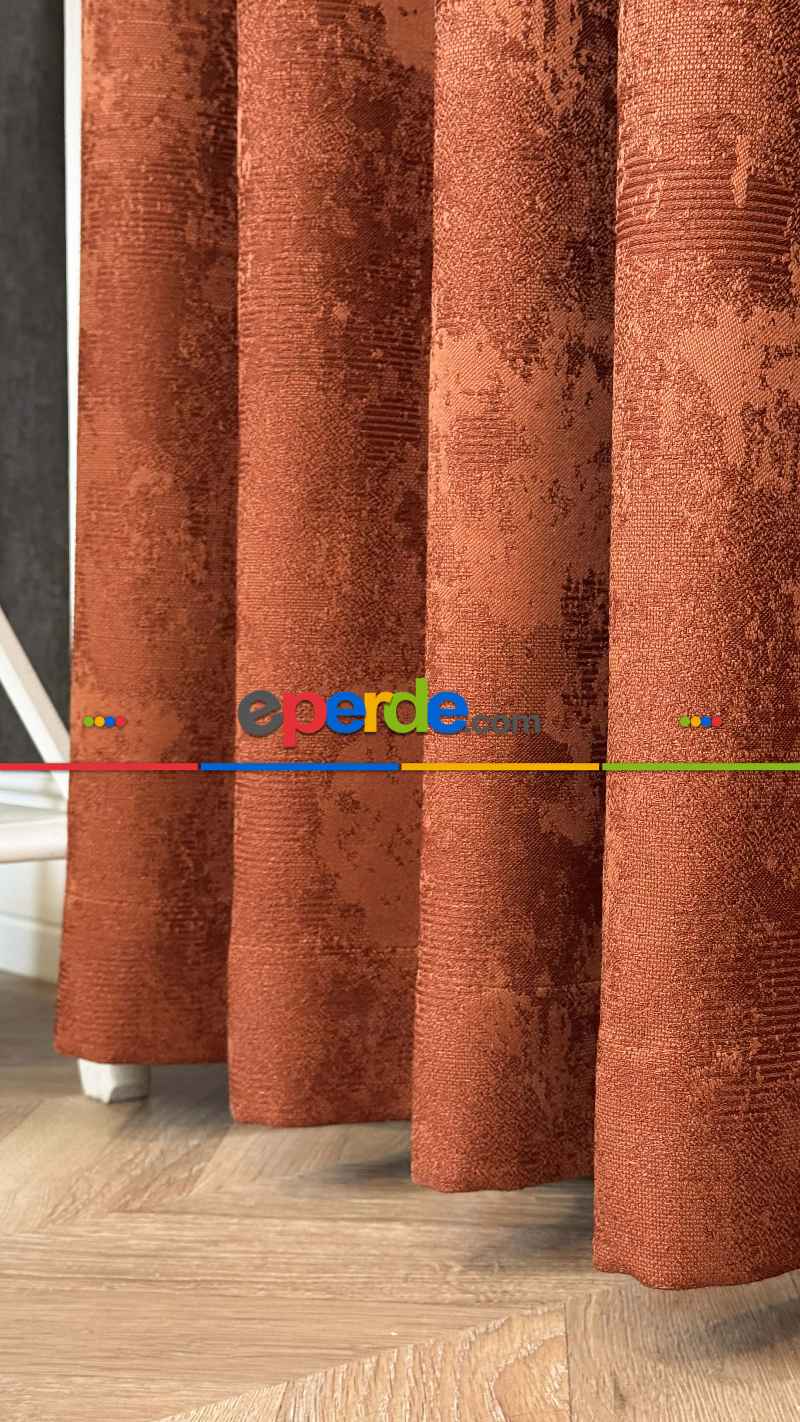 Kiremit Premium Jakar Dokuma Fon Perde, 33 Renk