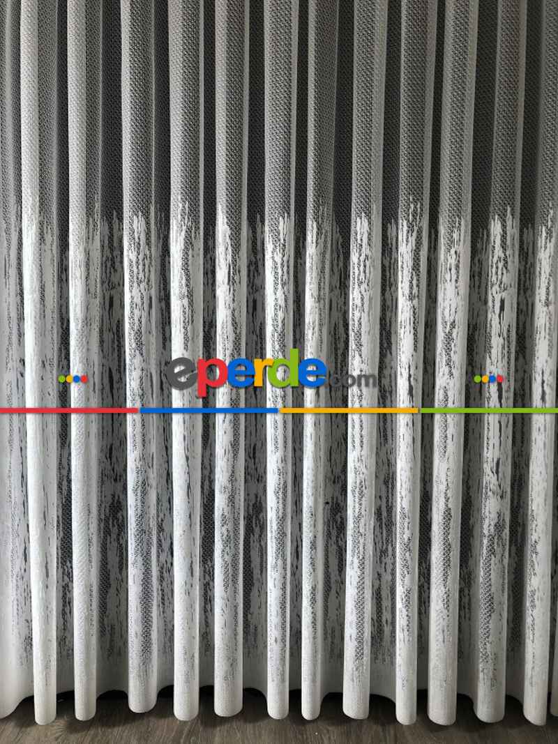 Alev Desen Tül Perde Tek Kanat - Ekru