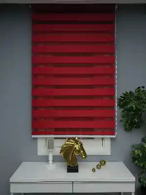 Perle Home Düz Kırmızı Zebra Perde