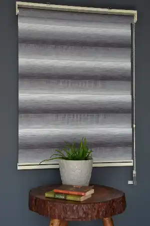 Halim Perdesan Mf-11 Beyaz & Gri Renk Etekli Veya Eteksiz Zebra Stor Perde