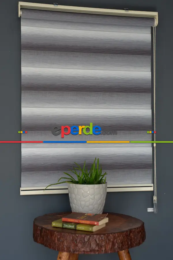 Halim Perdesan Mf-11 Beyaz & Gri Renk Etekli Veya Eteksiz Zebra Stor Perde