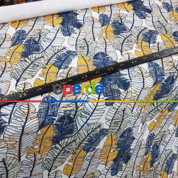 Yatak Odası - Yaprak Desenli Fon Perde Evm737 Kumaşı Kalındır Duck Bezi Değildir- Siyah-Mavi-Gri-Füme-Antrasit-Sarı-Beyaz