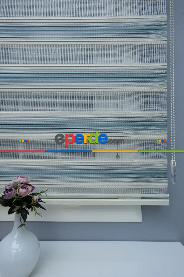 Zebra Perde Pileli Renk Geçişlili Turkuaz Zebra Perde- Turkuaz