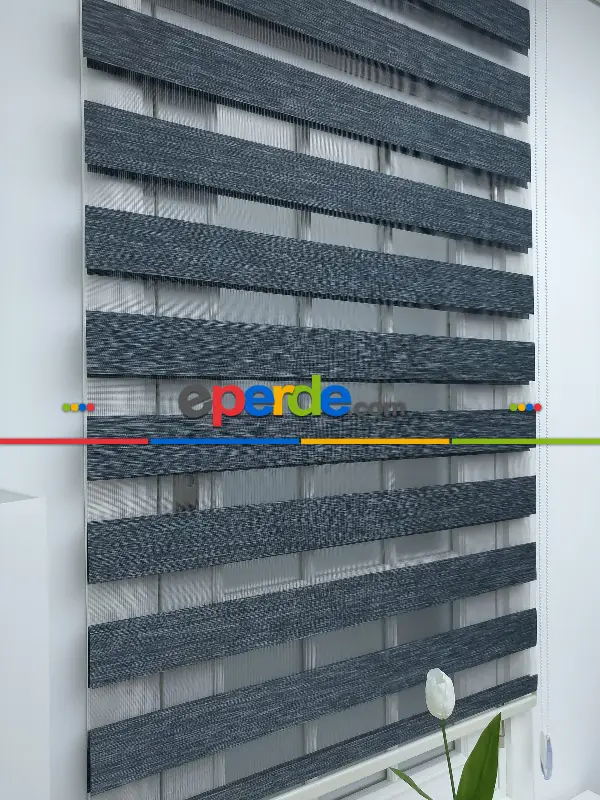 Salon Zebra Perde -Indirimli !!! Füme Gri Bambu Zebra Perde Ozel Fiyat- Gri-Füme-Antrasit