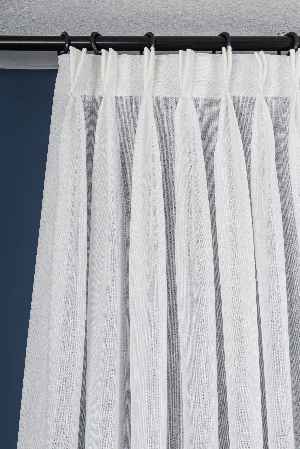 Yeni Sezon Çizgili Ekru Keten Görünümlü Tül Perde