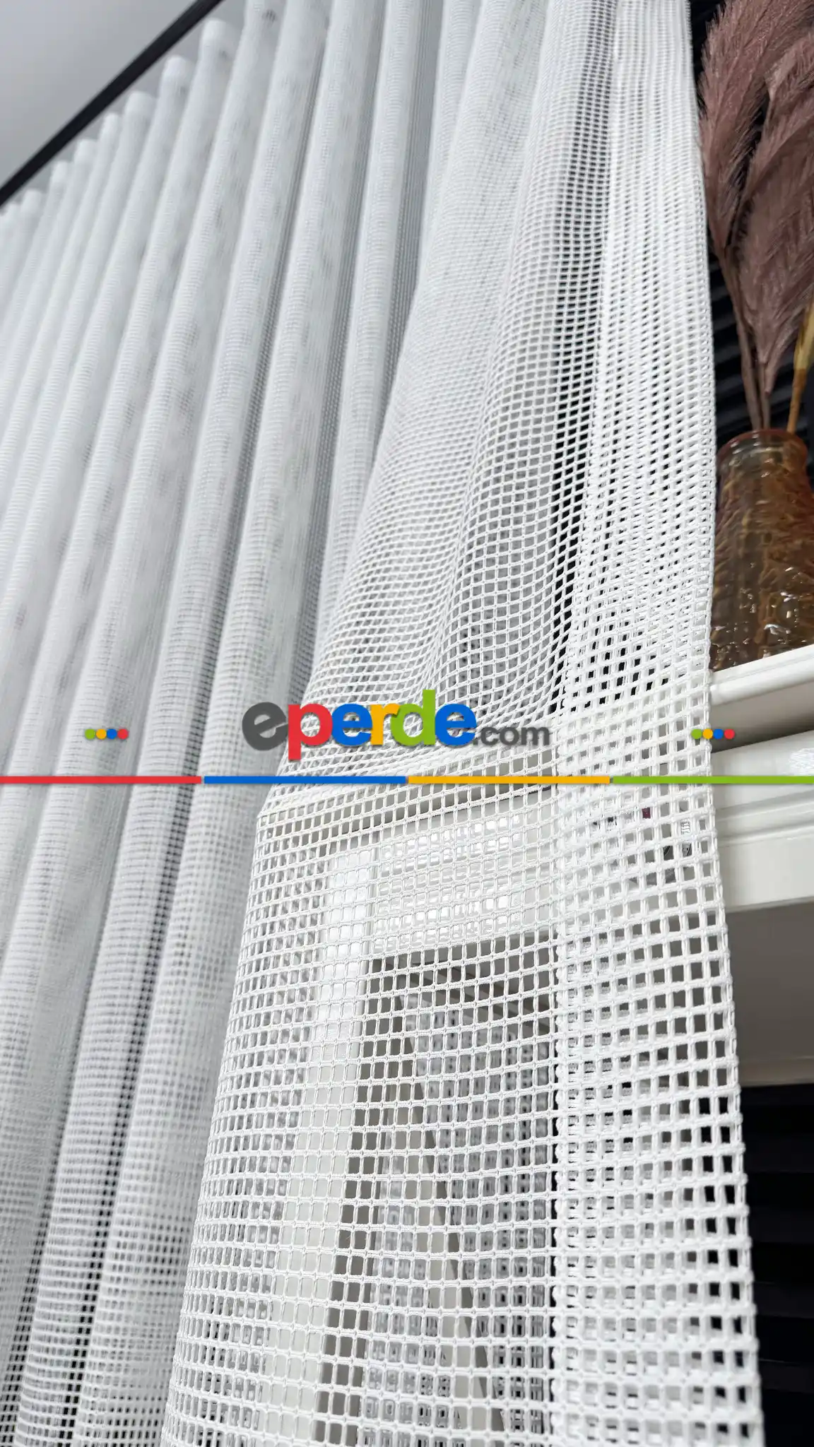 Ekru File Tül Perde, Ağır Gramajlı Premium Seri