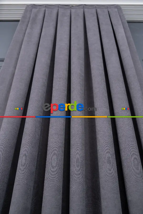 Koyu Gri Düz Fon Perde En Dökümlü Fon Perde