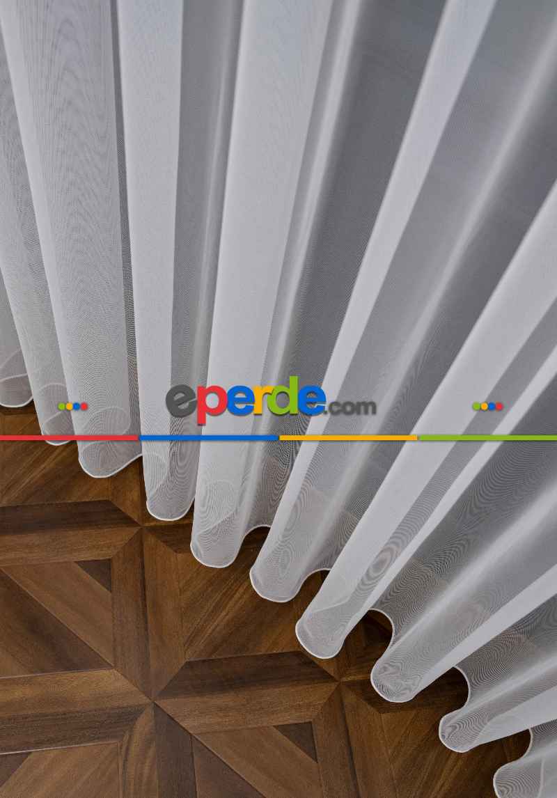 Grek Düz Tül Ekru Renk - İtinalı Dikiş - S Pile - Kurşunlu Tül