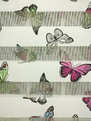 Kelebek Desenli Zebra Perde