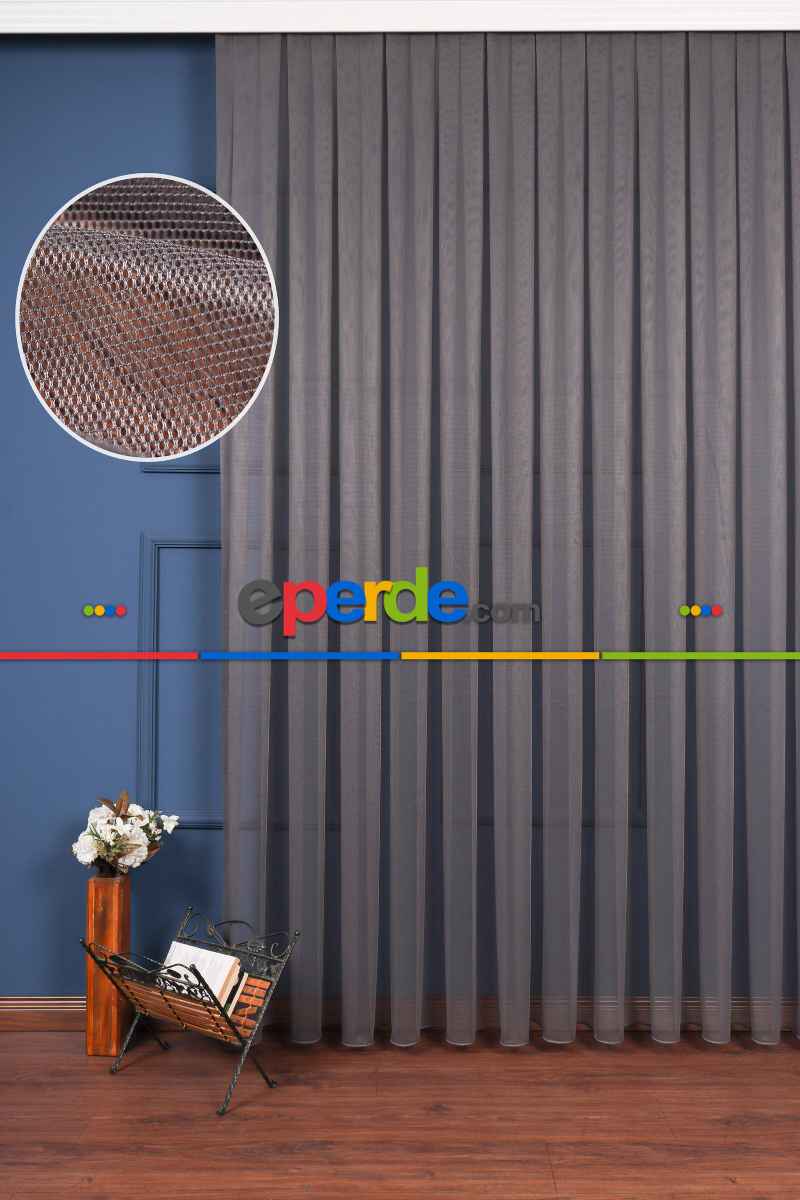 Antrasit Grek Tül Perde Petek Zemin