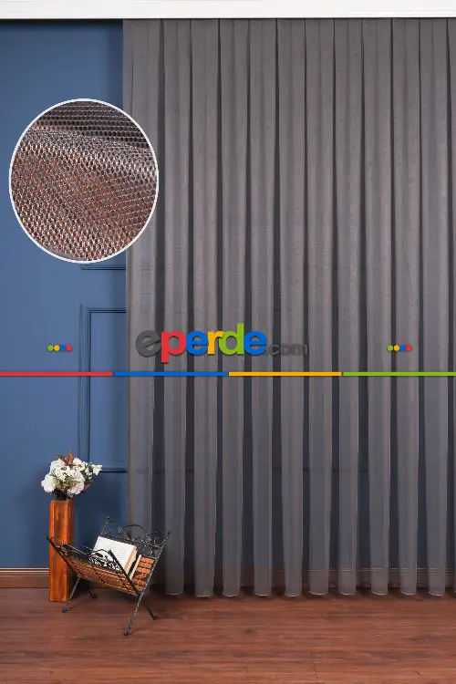 Antrasit Grek Tül Perde Petek Zemin