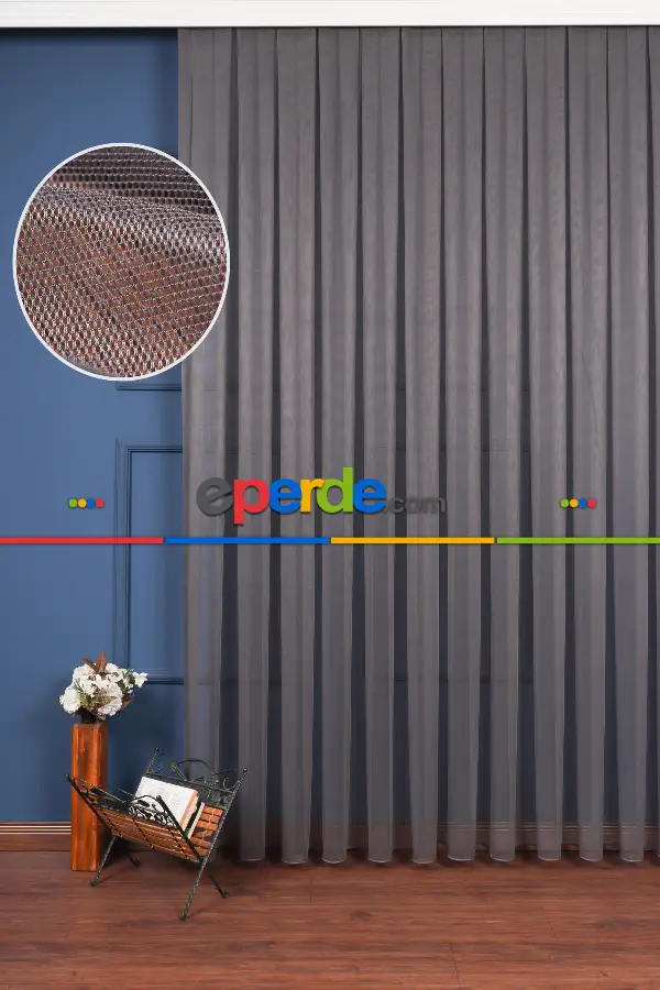 Salon - Antrasit Grek Tül Perde Petek Zemin