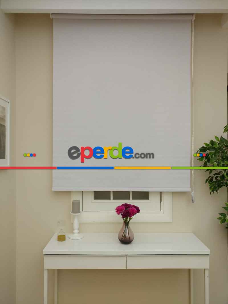 Stor Perde Keten Görünümlü Stor (pvc Kaplama) Kalın Dokulu- Krem Açık