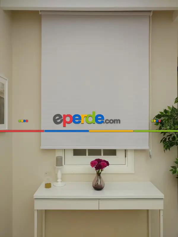 Stor Perde Keten Görünümlü Stor (pvc Kaplama) Kalın Dokulu- Krem Açık