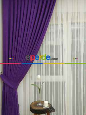 Mor Rengi - Düz Fon Perde ( Dökümlü Fon Perde)- Mor
