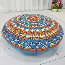 Mandala Yuvarlak Yer Minderi 45 Cm Çapında-  Çok Renkli 2